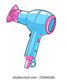 Hair dryer cartoon image. Artistic freehand drawing.