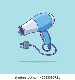 Hair Dryer Cartoon Vector Icon Illustration. Barber Shop Tools Icon Concept. Flat Cartoon Style