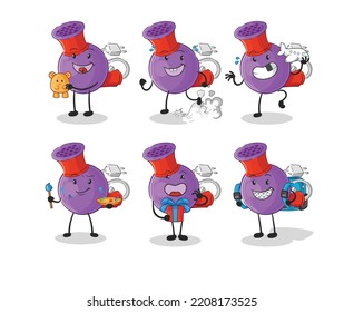 Hair Dryer Children Group Character. Cartoon Mascot Vector