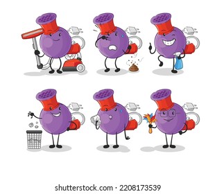 Hair Dryer Cleaning Group Character. Cartoon Mascot Vector