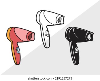 Hair Dryer Clipart SVG Printable Vector Illustration svg