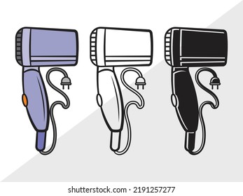 Hair Dryer Clipart SVG Printable Vector Illustration svg