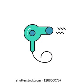 Hair Dryer Color Line Icon. Salon Vector Illustration. Editable Stroke. Simple Design Symbol