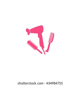 hair dryer, comb, icon
