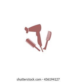 hair dryer, comb, icon
