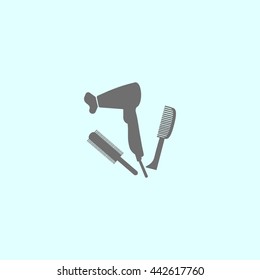 hair dryer, comb, icon