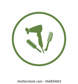 hair dryer, comb, icon