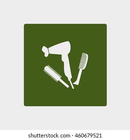 hair dryer, comb, icon