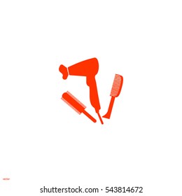 hair dryer, comb, icon