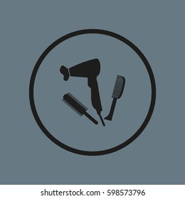 hair dryer, comb, icon