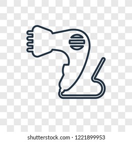 Hair dryer concept vector linear icon isolated on transparent background, Hair dryer concept transparency concept in outline style