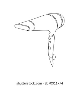 Dibujo de línea continua del secador de pelo. Una línea de arte de electrodomésticos, baño, pelo seco, estilismo, artículos de peluquería.