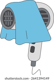Hair Dryer Covered with Towel – Fire Hazard Warning Illustration