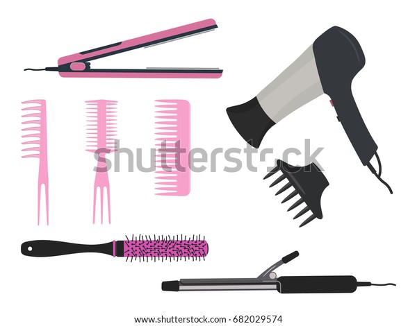 Hair Dryer Curling Iron Different Types Stock Vector Royalty Free