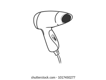 hair dryer doodle icon vector