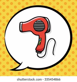 Hair dryer doodle, speech bubble