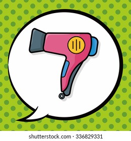 Hair dryer doodle, speech bubble