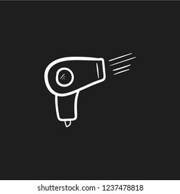 hair dryer doodle vector flat black