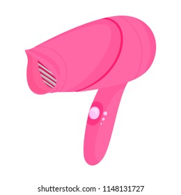 Hair dryer for drying hair cartoon style. Vector isometric illustration
