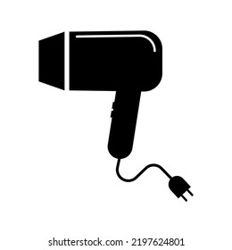 Hair Dryer And Electrical Outlet Silhouette Icon. Blow Dryer Icon. Vector.