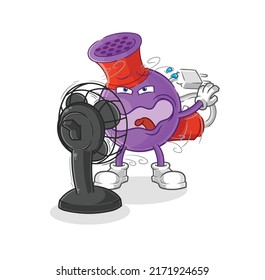 hair dryer with the fan character. cartoon mascot vector