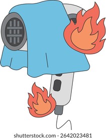 Hair Dryer Fire  Towel Covering the Dryer