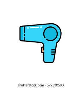 Hair dryer flat colorful icon