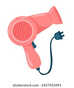 Hair dryer in flat design. Hairdresser appliance for female hairstyle. Vector illustration isolated.