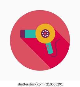 Hair dryer flat icon with long shadow