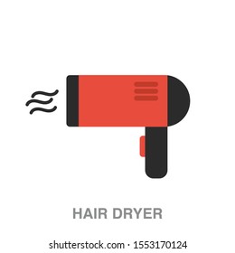 Hair dryer flat icon on white transparent background. You can be used hair dryer icon for several purposes.