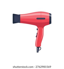 Hair dryer flat vector illustration isolated on white backdrop