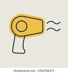 Icono aislado del vector plano del secador de pelo. Símbolo gráfico para diseño de aplicaciones y sitios web eléctricos domésticos, logotipo, aplicación, interfaz de usuario
