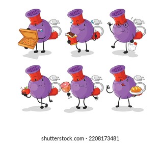 hair dryer food set character. cartoon mascot vector