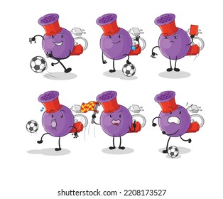 hair dryer football group character. cartoon mascot vector