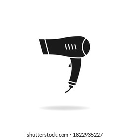 Hair dryer glyph icon isolated on white background. Vector illustration