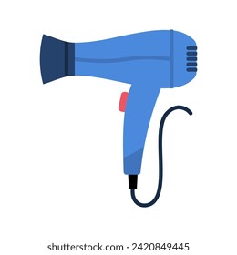 Hair dryer for hairdresser salon, barbershop or home usage. Electric barber tool for drying hair and hairdo. Vector illustration