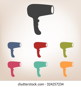 Hair Dryer. Hairdresser Symbol - Vector icon set.