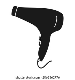 Hair dryer or hairdryer for hair salon blow dry in silhouette vector icon