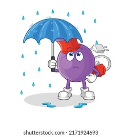 hair dryer holding an umbrella illustration. character vector