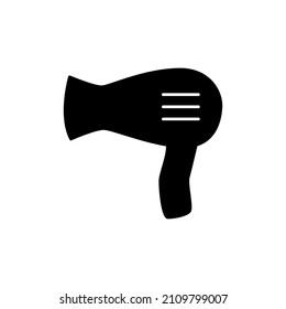 Hair dryer Icon in black flat glyph, filled style isolated on white background