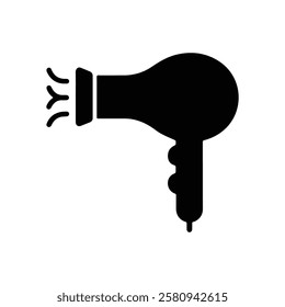 Hair dryer icon. Black Hair dryer silhouette vector illustration isolated on white background.