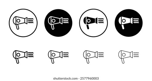 Hair dryer icon black and white vector sign