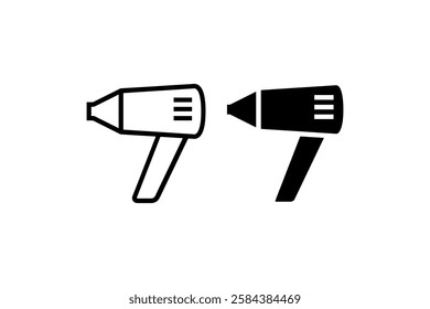 Hair dryer icon in black and white vector