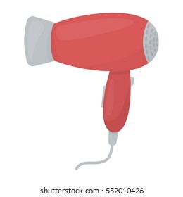 Hair dryer icon in cartoon style isolated on white background. Hairdressery symbol stock vector illustration.