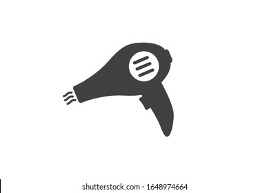 Hair Dryer Icon. Hair Drying Symbol. Blowing Hot Air Flat Icons