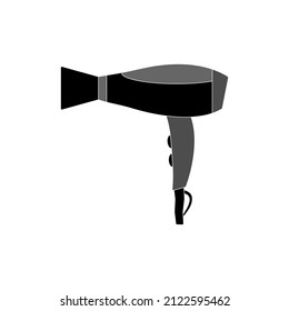 A Hair Dryer Icon For Fast Drying Of Various Types Of Hair On A White Background. Vector Image.