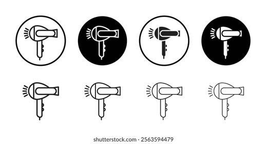 Hair dryer icon Flat art in black and white isolated