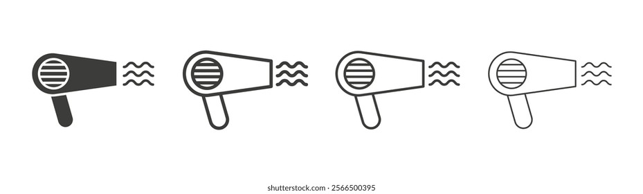 Hair dryer icon flat and linear vector illustration on white background.