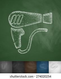 hair dryer icon. Hand drawn vector illustration. Chalkboard Design