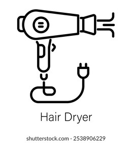 Hair dryer icon in linear style